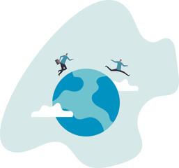 Obraz premium Global business competitor, innovation that change the agile world, international working abroad .business concept.flat character.