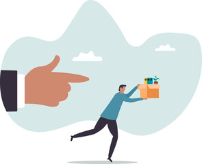 Obraz premium Fired employee, layoff or dismissal worker, misconduct or underperform staff, failure or trouble employment,business concept.flat character.