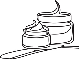 Beauty Product Line Drawing – Cosmetic Cream Vector