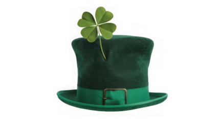 Shamrock Hat For St Patrick's Day, Representing Irish Culture, Saint Patrick Hat, Isolated White Background, Generative Ai
