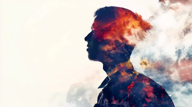 Video of soldier suffering from PTSD is shown experiencing a vivid and distressing flashback. Post-traumatic stress disorder concept.