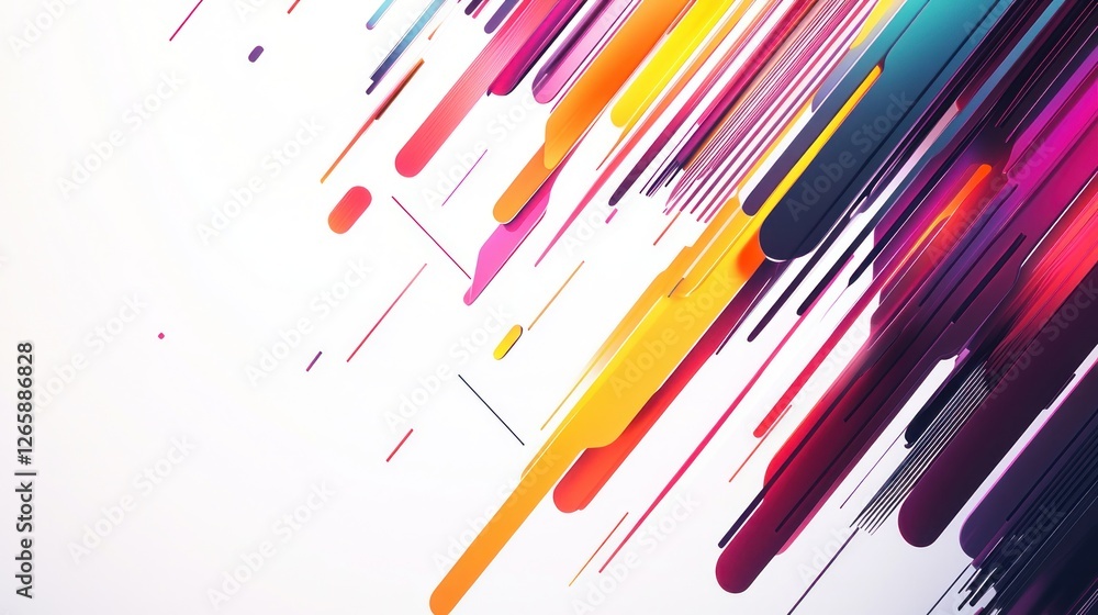 Aufkleber dynamic abstract composition with colorful lines and shapes on white