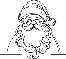 Santa Claus Line Drawing Vector Art. Minimalist Holiday Illustration