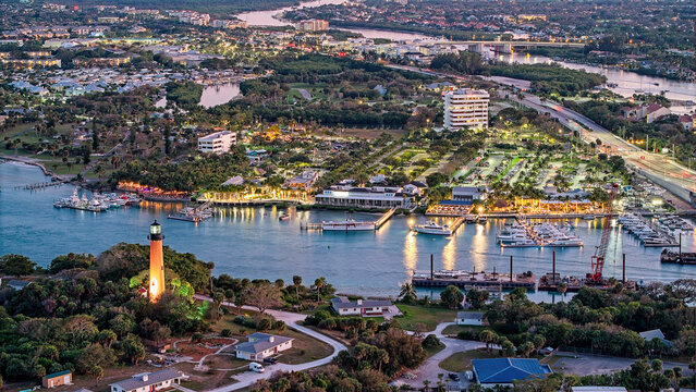 aerial view of Jupiter Florida at evening V