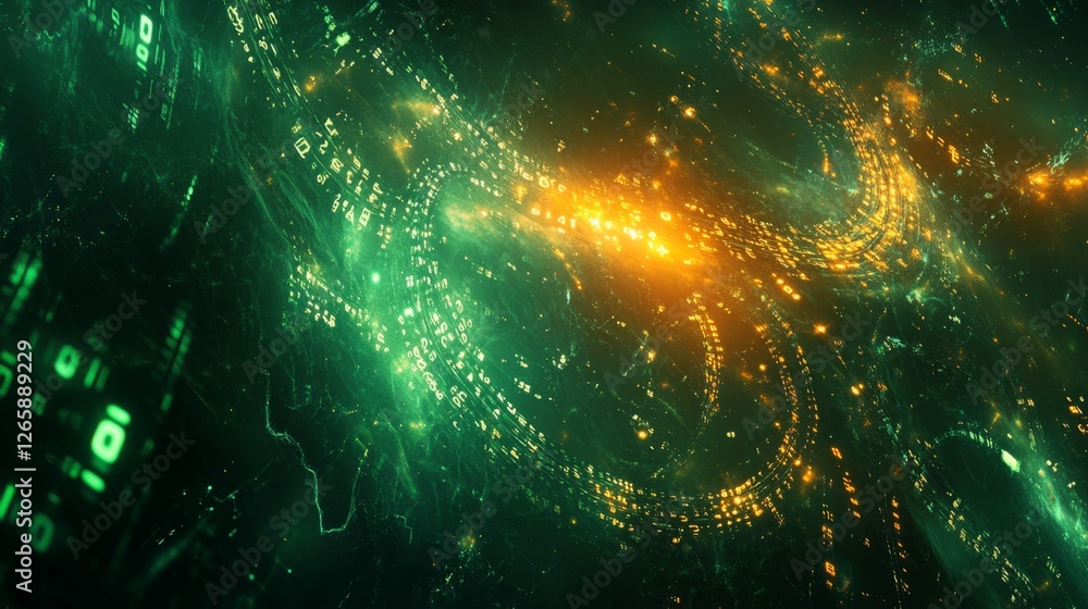 Poster exploring the depths of cyberspace digital realm virtual experience neon environment immersive viewp