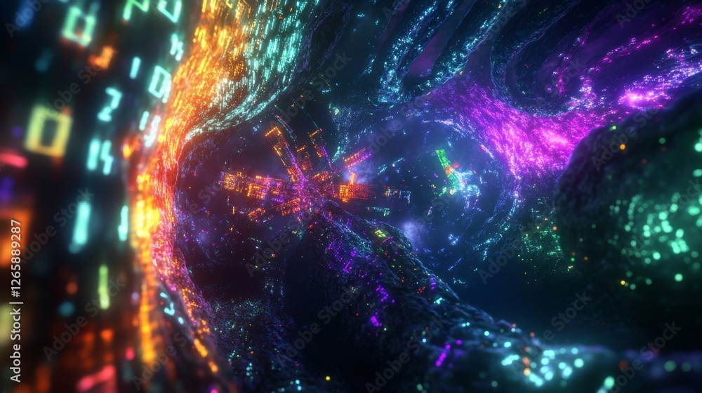 Poster exploring a deep cyberspace digital realm interactive narrative virtual environment immersive perspe