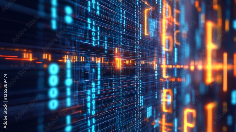 Poster exploring deep cyberspace neon digital grids virtual realm immersive environment futuristic perspect
