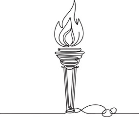 Minimalist Torch Line Drawing Vector Illustration