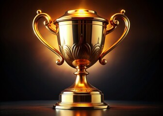 Fototapeta premium Low Light Photography: Gleaming Gold Trophy with Two Handles