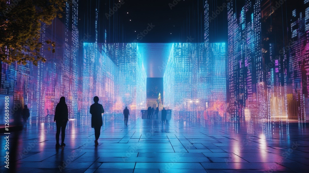 Poster exploring deep virtual cyberspace streaming binary network digital realm immersive environment user 