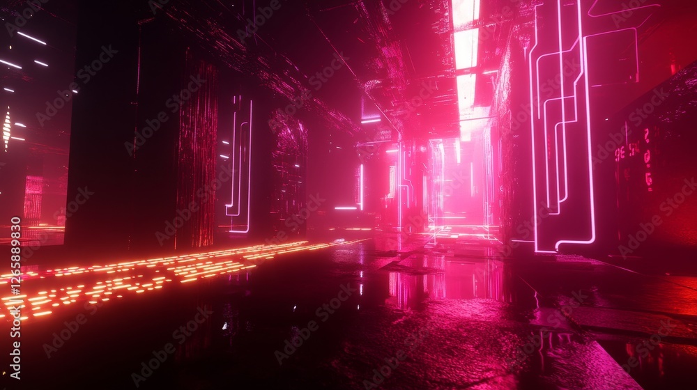 Poster exploring the depths of virtual cyberspace digital realm streaming data online environment immersive