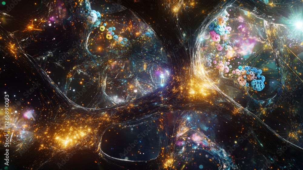 Poster visualizing neural networks digital realm artwork abstract environment artistic perspective futurist