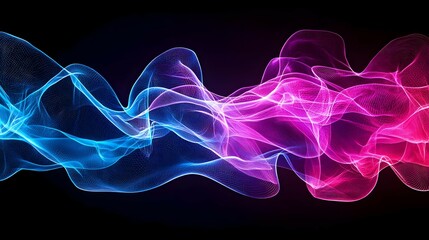 Abstract Neon Wave with Glowing Particles