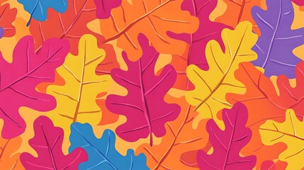 Obraz premium Vibrant Colorful Oak Leaves Autumn Design