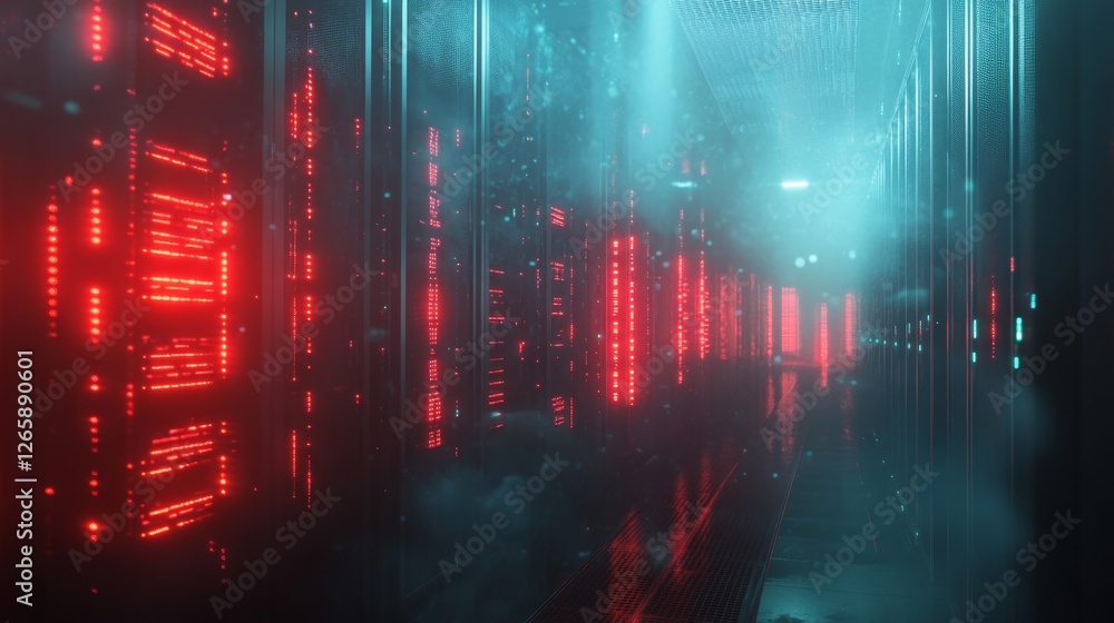Poster exploring cloud computing innovations global network visual effects digital environment technologica