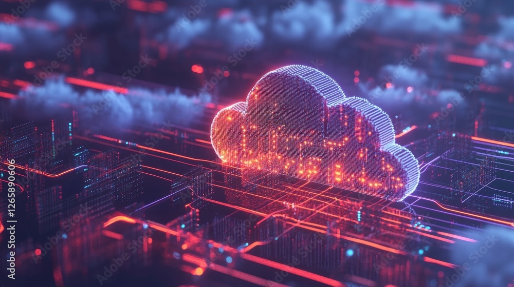 Poster exploring cloud computing networks digital realm visual effects virtual space tech perspective digit