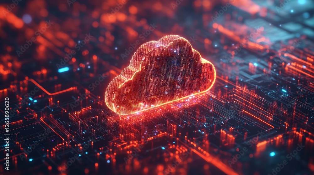 Poster enhancing digital networks with cloud computing visual effects global infographic virtual environmen