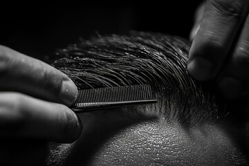 A brilliant barber using a comb and scissors to create a stylish fade