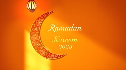 Fototapeta premium Ramadan Kareem 2025: Decorative Crescent Moon Design