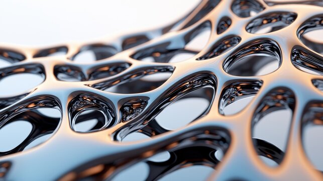 A close up of ferrofluid reacting to a magnetic field, forming intricate, spiky black patterns, metallic reflections shimmering under soft lighting