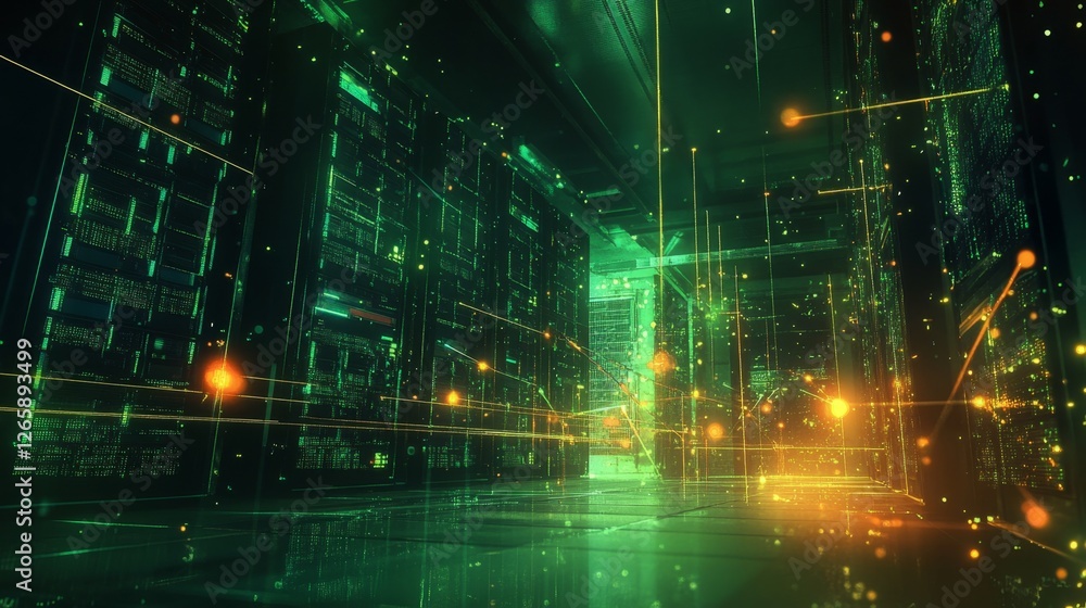 Poster transforming data management high-tech cloud computing in modern server environments