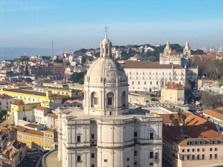Obraz premium Aerial of Church of Santa Engrácia, panteao, Lisbon, Lisboa Portugal