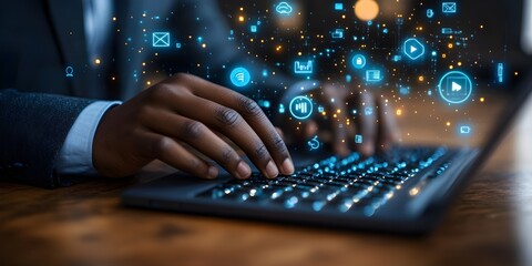 Businessman using e document on digital tablet, virtual notepad on virtual screen. E-signing, electronic signature, document management, paperless office. Online contract signing with application.