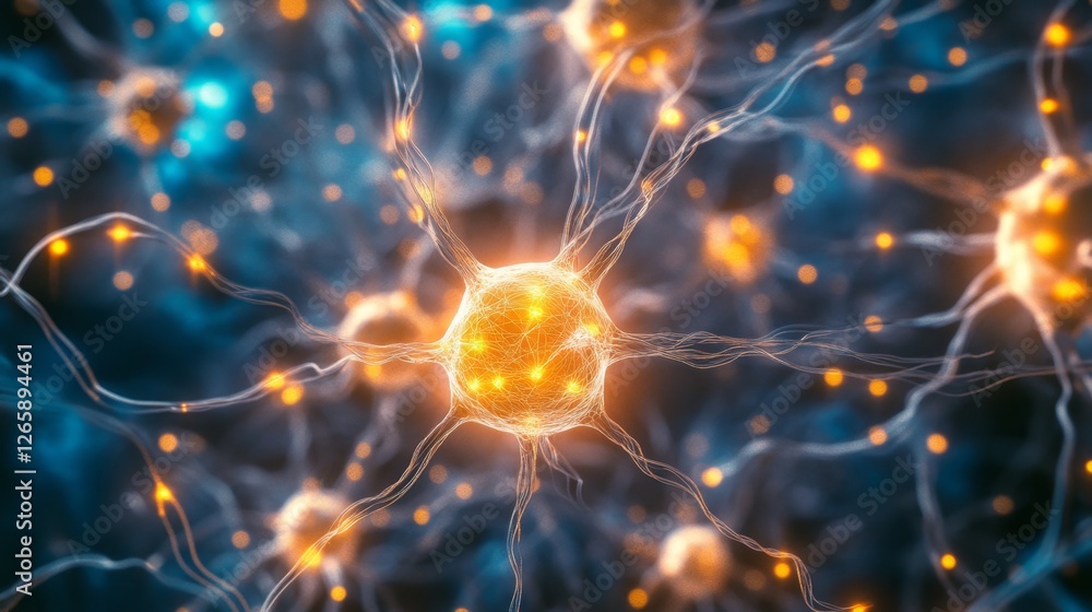Poster illuminating neural connections data streams in a digital forest visual art cybernetic space abstrac