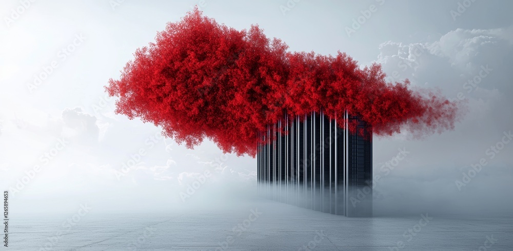 Aufkleber a composite image of server towers is set against a digitally generated black and blue matrix