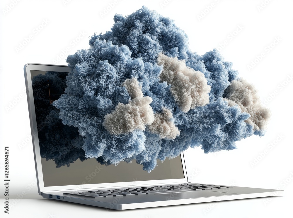 Aufkleber a 3d rendered image shows a cloud accompanied by a computer, set against a white background, illustr