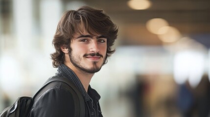 Young businessman exudes confidence at a modern desk, embodying professionalism and ambition.	