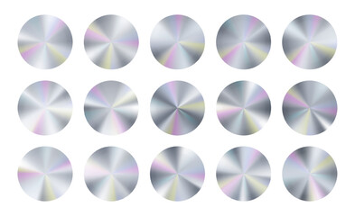 100 percent original holograph sticker. Platinum tape certification assurance. Hologram limited swatch label. Silver stamp best edition. Metal foil conical circle gradient. New logo icon metal badge.