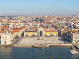 Fototapeta na wymiar Aerial of historic tourism Praça do Comércio commerce square Lisbon, lisboa