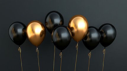 Luxury 3d realistic balloons black gold wallpapers