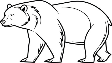 Majestic Grizzly Bear Line Art Drawing, Wildlife Illustration