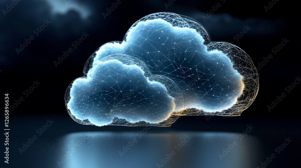 Poster the concept of cloud and edge computing technology is combined with a cybersecurity data protection 