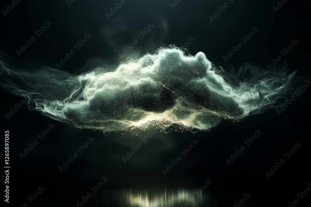 Poster the concept of cloud computing is represented by an abstract cloud connection technology background