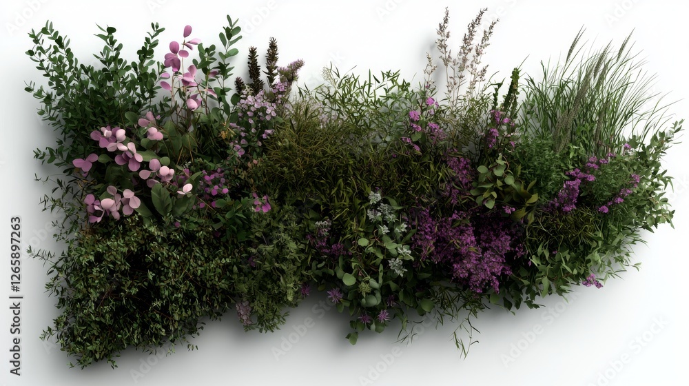 Poster the 2d view of a shrub composition is isolated on a transparent png background, suitable for graphic