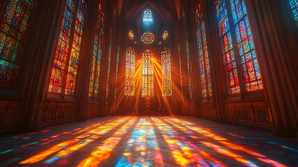 Obraz premium Cathedral stained sunlight glass gothic high resolution hd photo