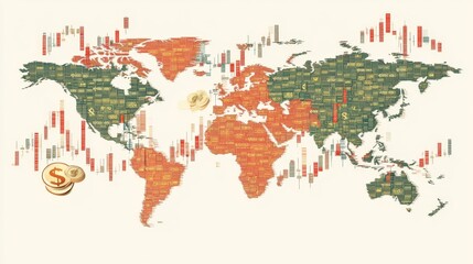 Analyzing global wealth trends worldwide infographic economic environment financial viewpoint dollar signs and stock markets