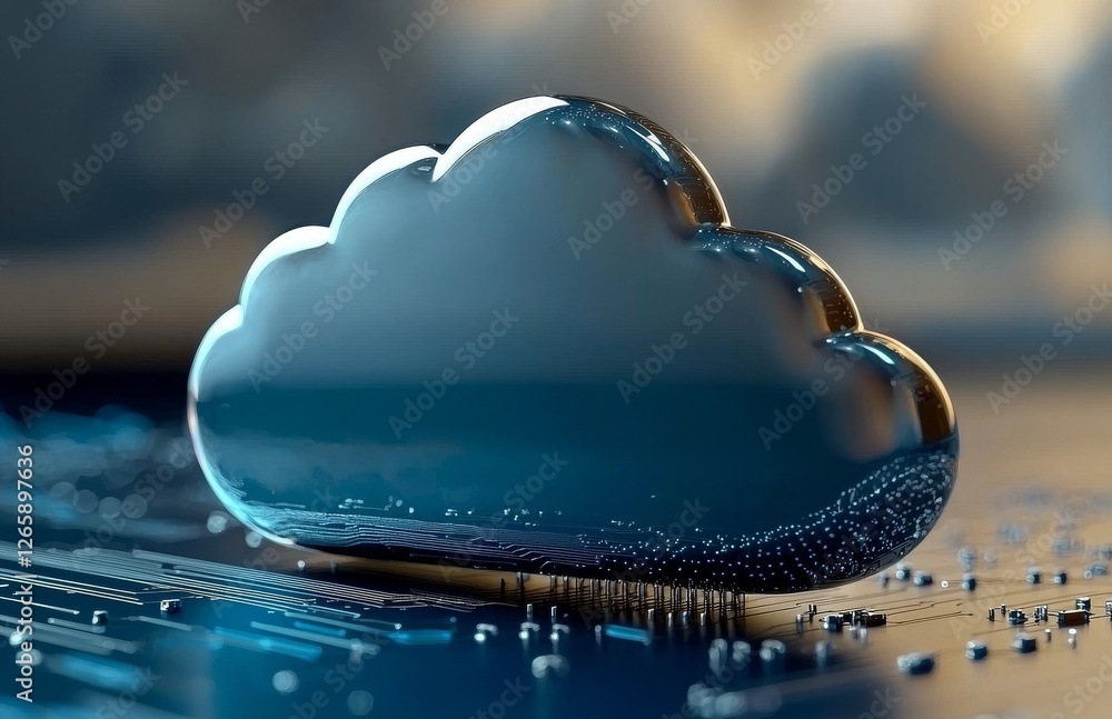 Aufkleber Cloud computing and online storage technology is based on a network of business computers connected to the internet for server services that enable secure data access, backup, and transfer