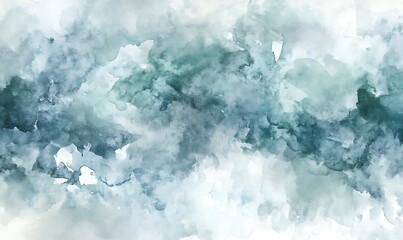 Fototapeta premium Blue turquoise teal mint cyan white abstract watercolor Colorful art background Light pastel Brush splash daub stain grunge Like a dramatic sky