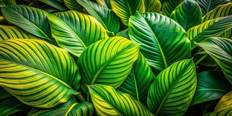 Lush Tropical Foliage Background: Vibrant Green Leaves with Yellow Accents