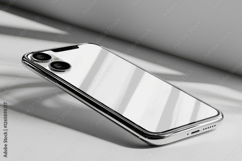Poster a 3d illustration render of a realistic mobile phone 14 gadget device mockup with a blank digital sc