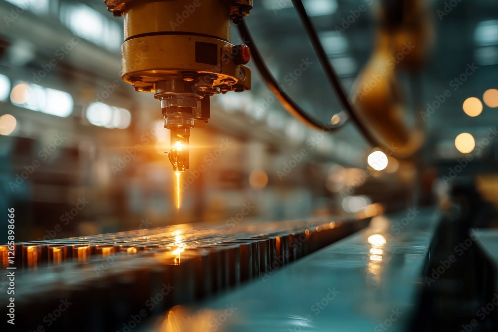 Poster the manufacturing process utilizes a robotic smart robot with artificial automated capabilities and 
