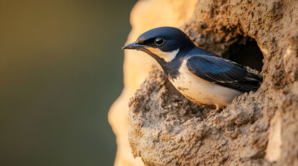 Obraz premium Intricate Macro: Swallow's Artistic Nest-Building in High-Resolution Detail