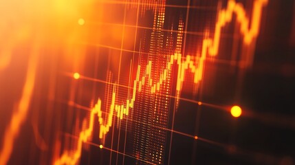 Dynamic Stock Market Candlestick Chart Financial Data Visualization Orange and Black