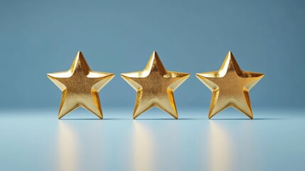 Obraz premium Elegant golden stars aligning on a smooth surface for recognition concept
