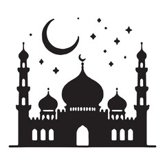 Mosque Under the Starlit Night