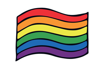 Colorful Gay pride flag Happy pride day LGBTQ community Pride Month Vector hand drawn doodle for posters, stickers, logo, cards
